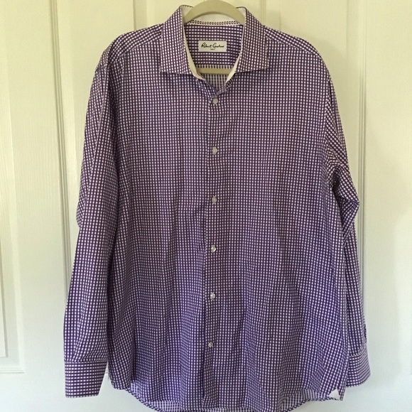 Robert Graham Other - Robert Graham gingham checkered purple shirt 17.5